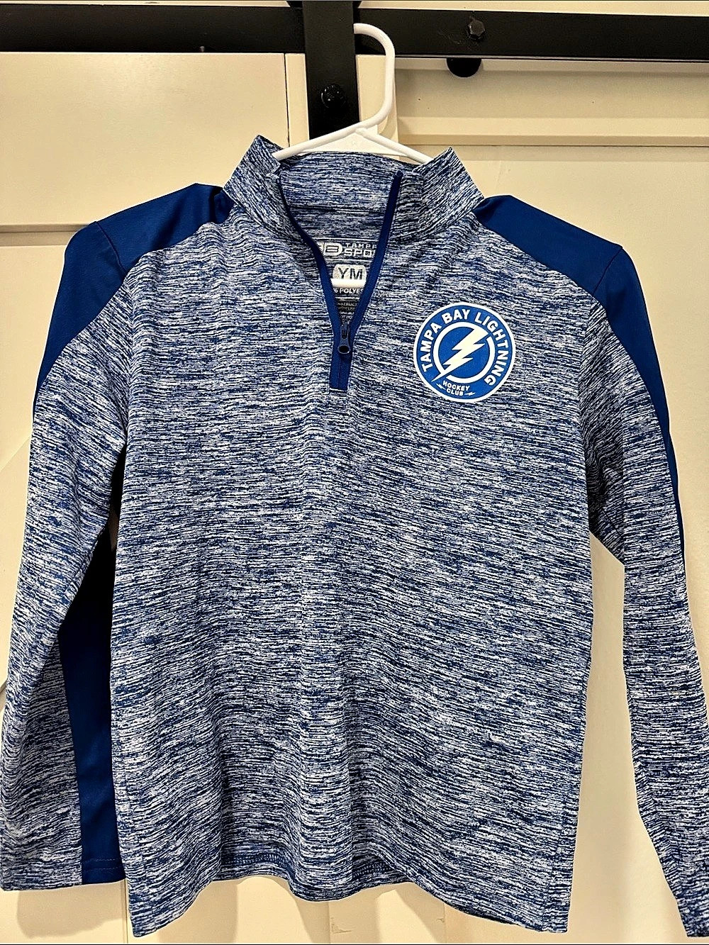 Tampa Bay Lightning quarter-zip pullover Blue & White Boys Medium